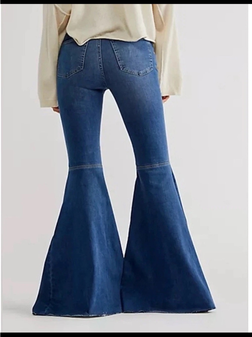 Free People We The Free Just Float On Flare Jeans Blue High Rise Bell Bottom 27